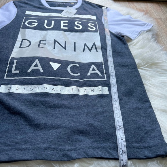 NEW GUESS Factory Mens Truman Logo Graphic Crewneck Short Sleeve Tee Sz S/P Gray - Picture 7 of 11